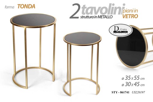 Set tavolini metallo oro - set,