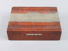 Scatola legno antico cofanetto radica argento 800 rivestito soprammobile XX Sec.