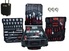 VALIGIA CASSETTA ATTREZZI DA LAVORO COMPLETA TROLLEY COMPLETA 186PZ A CRICCHETTO