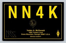 Ham Radio QSL NN4K Stone Mountain GA USA 1982 Yaesu FT107M scheda SSB