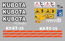 Kubota KX41-2S Mini Escavatore Decalcomania Set Con Attenzione Segni