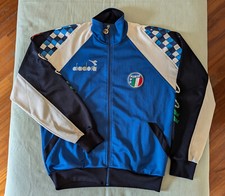 ITALIA 90 FELPA CALCIO JACKET FOOTBALL VINTAGE DIADORA NAZIONALE AZZURRI