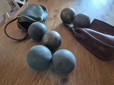 SET BOCCE IN METALLO-GIOCO BOCCE-VINTAGE-D'EPOCA-COLLEZIONE-USATE