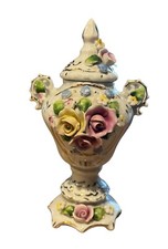 ? Vaso ceramica Capodimonte fiori Rilievo dipinto A Mano Anni 70 Vintage
