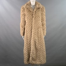 BALENCIAGA 2023 MISURA XS Beige Arruffati Pelliccia Finta Gancio Occhio Cappotto