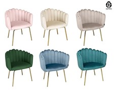 Poltrona conchiglia in velluto poltroncina vintage mod. Perla