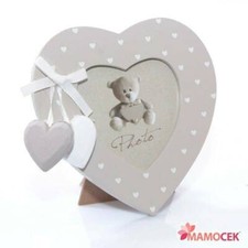 CORNICE Portafoto legno grigio cuore fiocco 14x14 bomboniera battesimo shabby