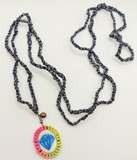 Collana chiama angeli lurex nero + ciondolo DIAMANTE. Uncinetto boho chic mamma.