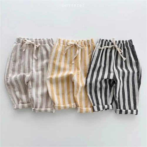 Pantalone lino cotone righe