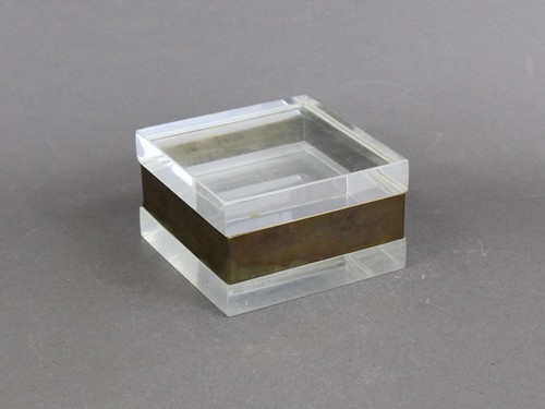 Italian lucite brass square - &,