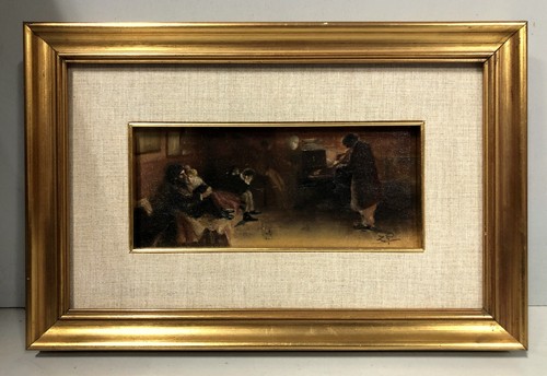 Antico dipinto olio - olio, scena