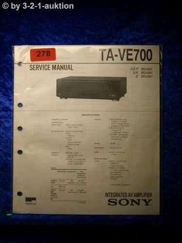 Sony service manual ve700 - sony, ta