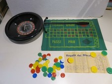 Vecchio gioco da tavolo ROULETTE con panno verde plastica fiches asta regole del