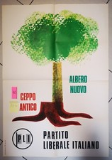 Manifesto partito liberale italiano PLI  ceppo antico albero nuovo 