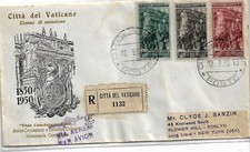 fdc Venetia/Vaticano: CENTENARIO GUARDIA PALATINA 1950 Raccomandata ESTERA x USA
