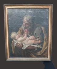 Dipinto olio su tela / S. Giuseppe con Bimbo - Scuola napoletana - XVIII secolo