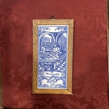 Old HOLLAND Dutch Decorative Tile in frame hanging Hamroker Pate Baker