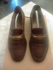 Scarpa Artigianale uomo taglia 40 Vero Cuoio e pelle pieno fiore Marrone