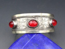 Bracciale Turkmeno, Braccialetto Tribale Costumi Alpaca Vetro Perline #B03