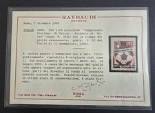 ITALIA 1990  MILAN AZZURRO VARIETA' CERTIFICATO RAYBAUDI