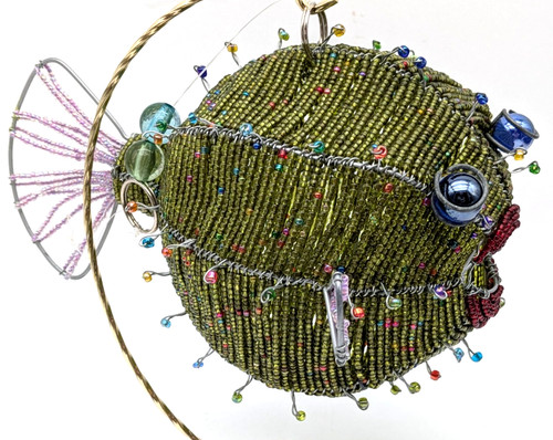 Scultura pesce puffer filo - puffer,