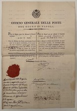 REGNO DI NAPOLI OFFICIO GENERALE DELLE POSTE 1808 DOCUMENTO DI TRASPORTO VALORI 