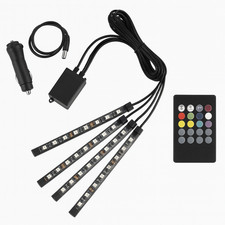 STRISCIA INTERNI AUTO 36 LED APP RGB LUCI VANO PIEDI ATMOSFERA AMBIENTE USB 5V