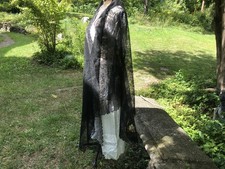 Antico velo funebre vittoriano nero pizzo chantilly scialle lutto EXTRA LARGE