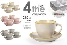 SET 4 TAZZE Tè CON 4 PIATTINI