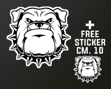 Adesivo BULLDOG CANE + 1 STICKER GRATUITO CM. 10 o spilla o portachiavi