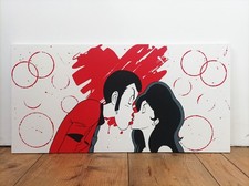 Quadro Lupin Margot Dipinto a Mano su Tela Pop Art Arredo Casa Salone Bacio