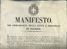 Manifesto - Saluzzo 1833 Premi alle fattrici - Cavalleria e Treno d'Artiglieria 