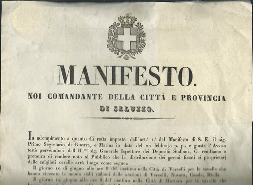 Manifesto saluzzo 1833 - manifesto,