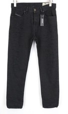Diesel Mharky 088AD W29/L30 Skinny Fit Jeans Strappati Neri In Cotone Puro Per