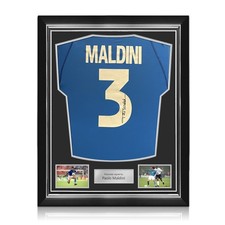 Maglia originale dell'Italia 2000 autografata da Paolo Maldini Cornice superiore