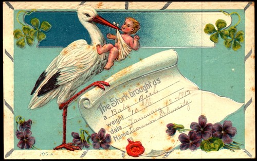 Cartolina cicogna portò - ci,