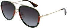 Occhiali da sole unisex Gucci GG0062S 003 Aviator verde rosso con lenti grigio chiaro 57MM