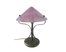 Abatjour Lampada da Tavolo Comodino In Vetro Di MURANO Rosa Ferro Battuto SYLCOM