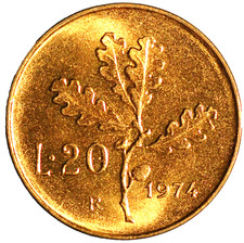 Italy 20 Lire 1974 KM# 97