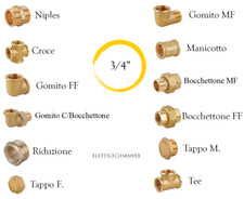 RACCORDI OTTONE GIALLO 3/4 RACCORDI idraulici OTTONE Raccordo ottone idraulico