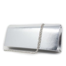 Pochette argento donna laminata lucida elegante argentata borsetta clutch
