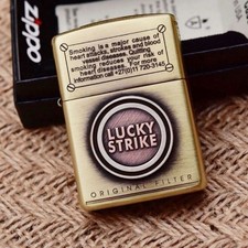 Zippo Lucky Strike accendino incisione design oro antico 3 lati regolare Giappone