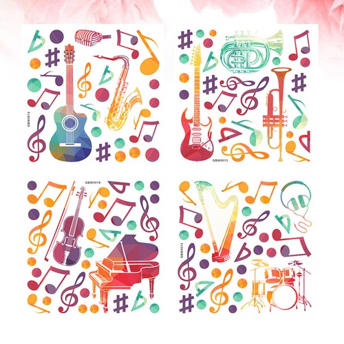 Pcs adesivi murali musica - 4,