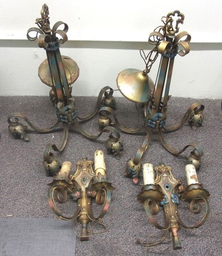 Antico lampadario abbinato - abbinato, in