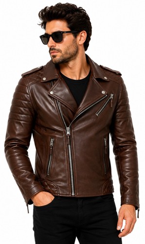 Giacca biker uomo pelle