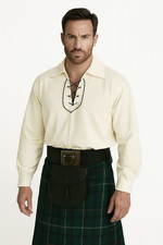 Camicia Scozzese Highland Jacobita Ghillie Killie Kilt crema