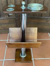 Porta Riviste e Porta Cenere in Acciaio Cromato e Legno Modernariato Vintage