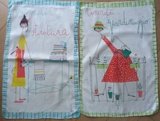 Vintage Coppia Strofinaccio Canovacci Mercoledì Venerdì Milvia Zucchi  DIFETTI