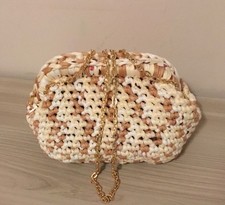 Clutch borsetta mini bag uncinetto toni del beige