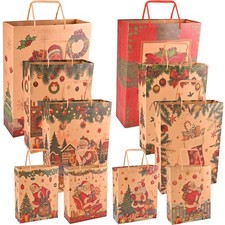 GOLDGE 10 Pezzi Sacchetti Regalo di Natale in Carta Kraft Buste Regalo Piccoli